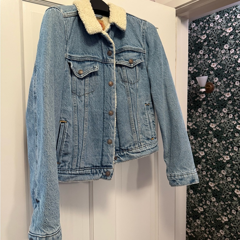 Levi's Light Blue Sherpa Collar Jean Jacket